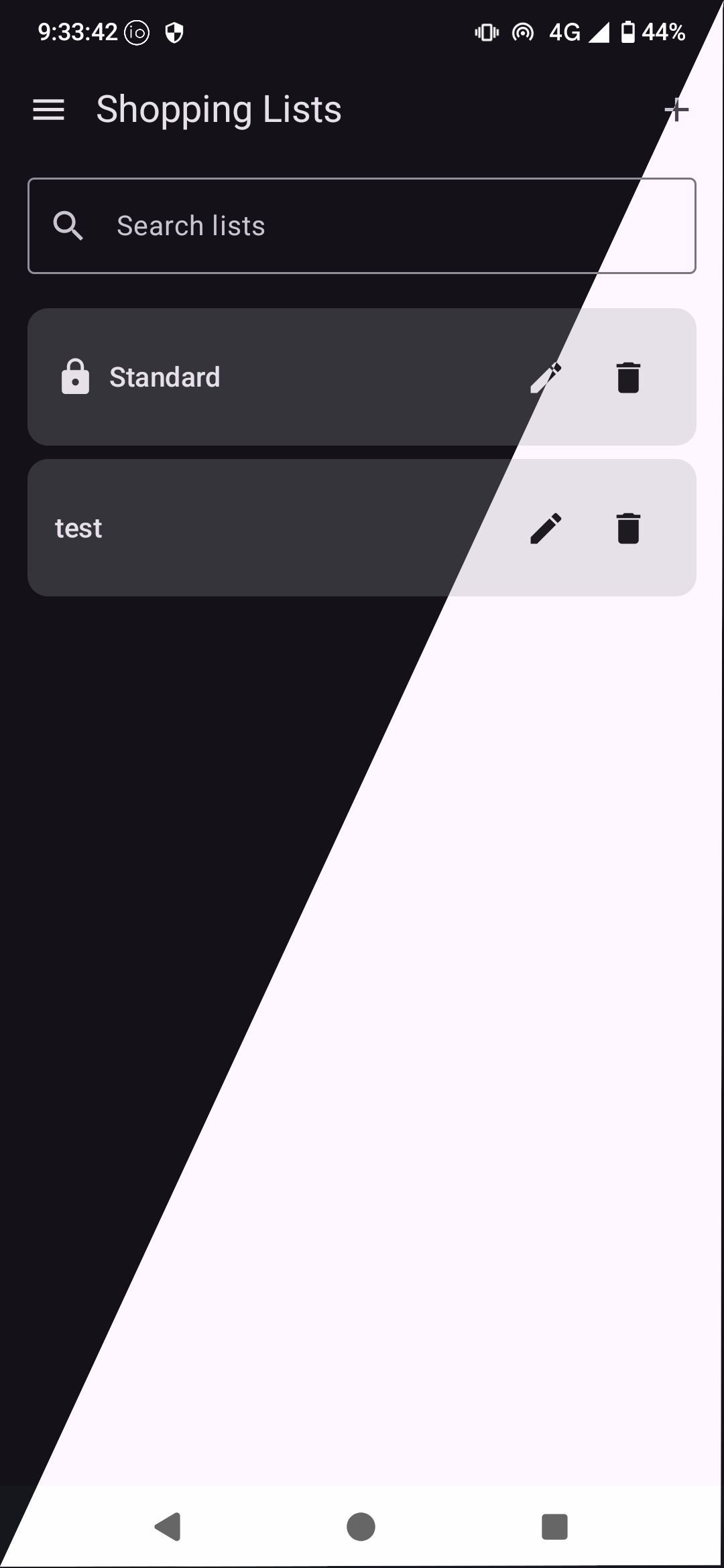 Screenshot of Shopping List